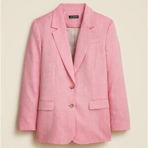 J. CREW Classic Two-Button Blazer in Herringbone Linen Pink Sz 10 $298 {KK43}